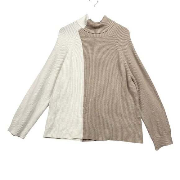 Mango Sweaters - MNG Mango Womens Long Sleeve Color Block Pullover Ribbed Turtleneck Sweater Sz M